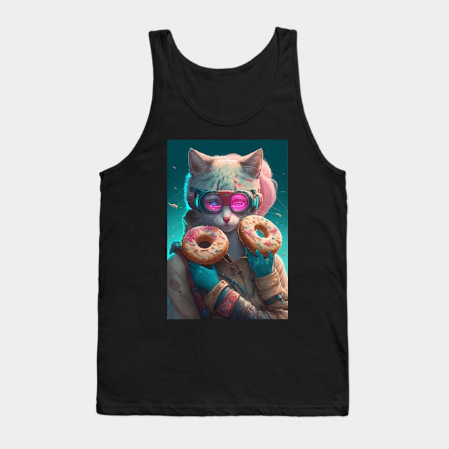 Funny Digital Artwork - Funny Cats Lovers Birthday Gift ideas for Mom Tank Top by Pezzolano